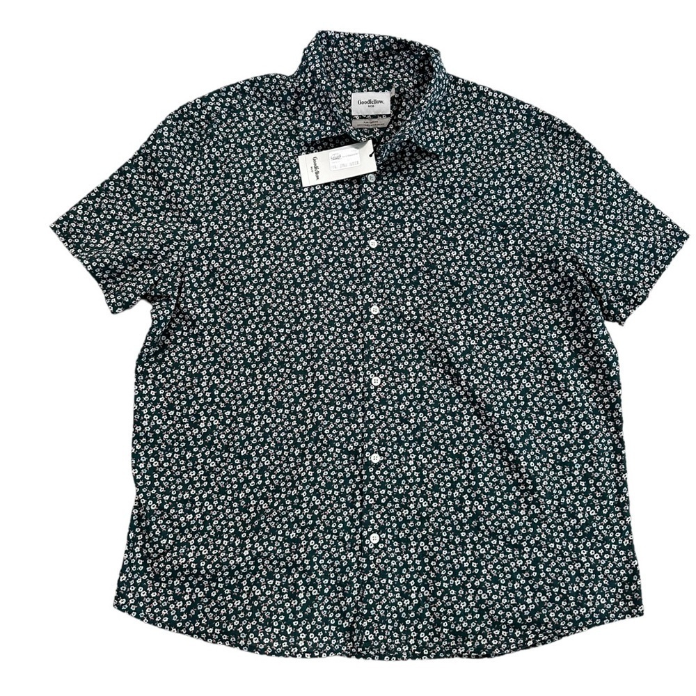 Goodfellow & Co Men Standard Fit Button Down Short Sleeve Floral Shirt Size XL